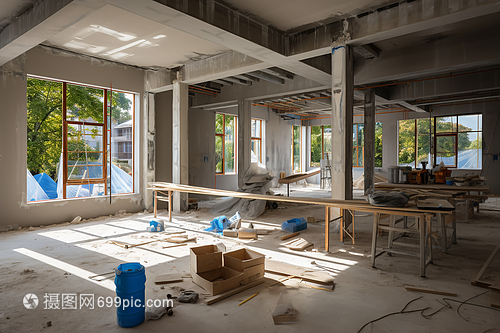 現(xiàn)代室內施工現(xiàn)場